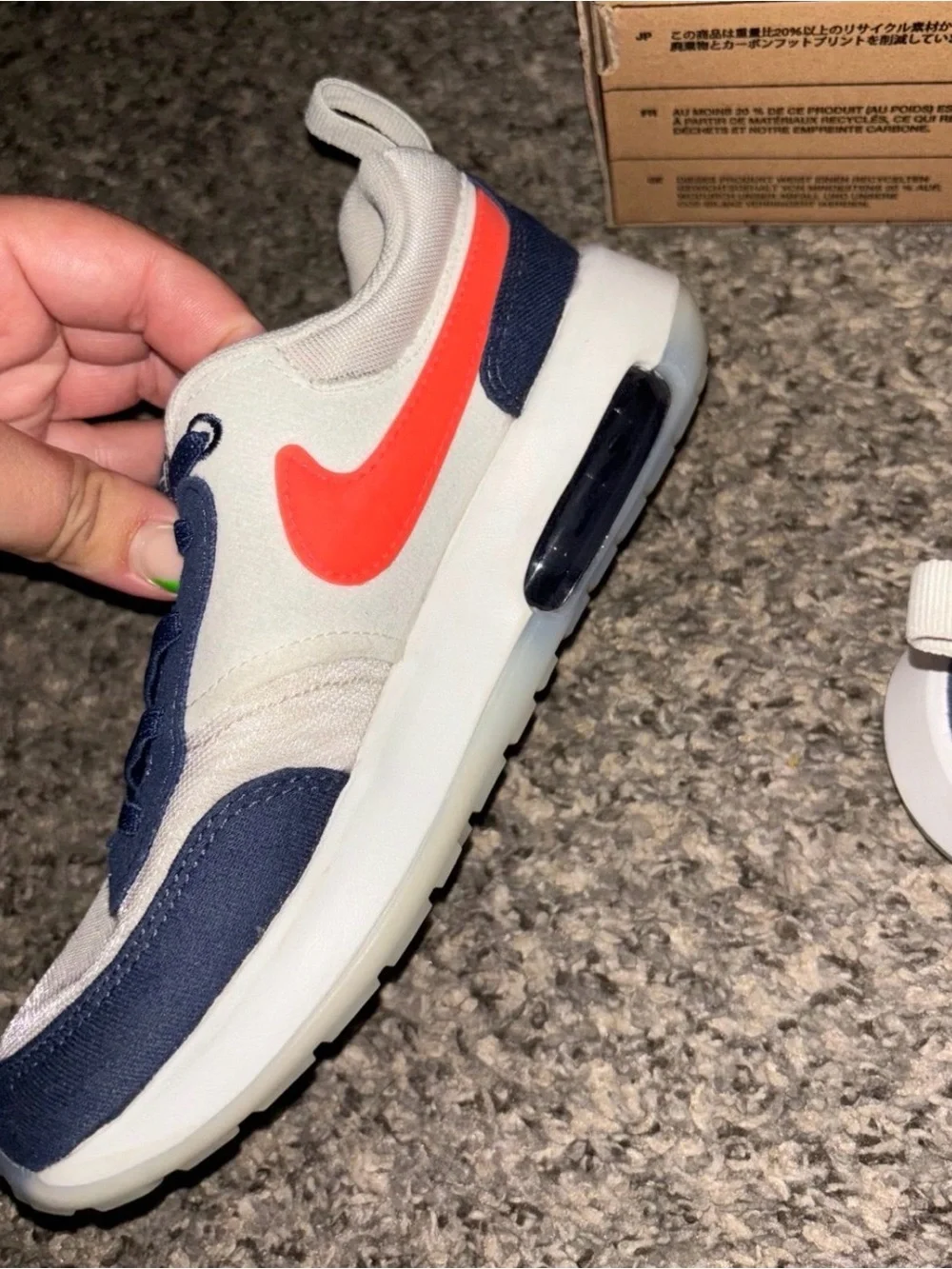 Nike Air Max Motif (PS) White with Navy and Bright Crimson Accents